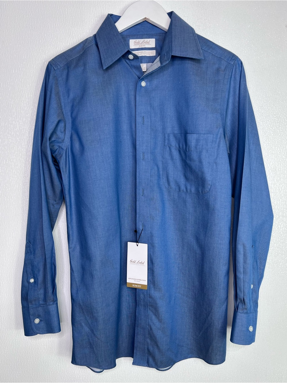 ROUNDTREE & YORKE Men’s Dress Shirt Long Sleeves Slim Fit Size 15/32 Gold Label
